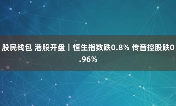 股民钱包 港股开盘｜恒生指数跌0.8% 传音控股跌0.96%